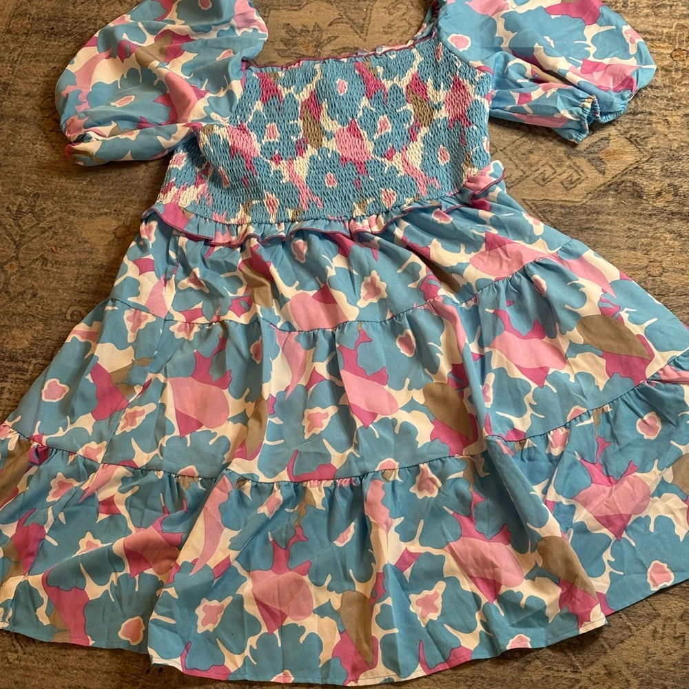 Umgee Boho Cottagecore Peasant Smocked Floral Dress Women’s Plus Size 1XL NWT - Picture 5 of 6